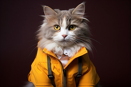 穿着夹克衫的时尚猫咪图片