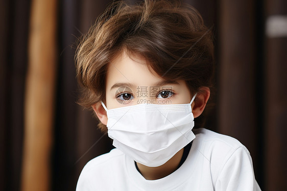 防护病毒的小男孩图片