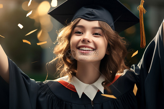 成功毕业的女大学生图片