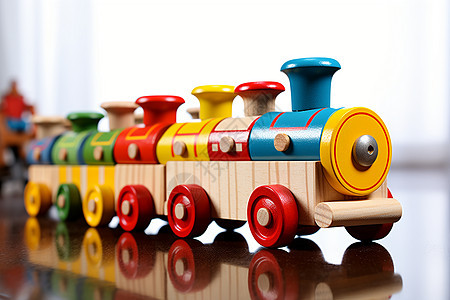 彩色木质火车玩具图片
