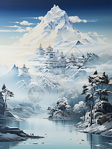雪山迷人景色背景图片