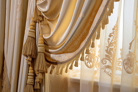 古典奢华的窗帘背景图片
