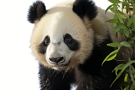 可爱大熊猫与树枝图片