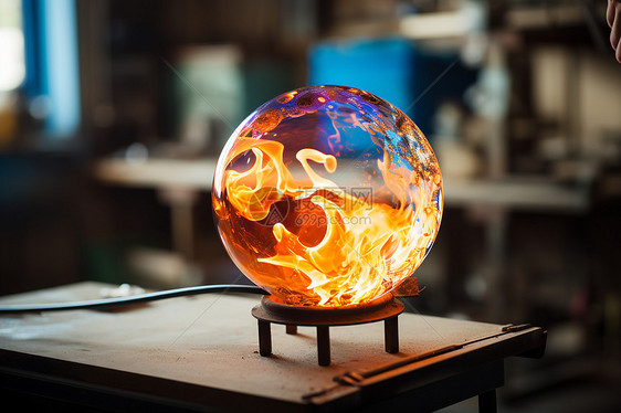 火焰中的玻璃球图片