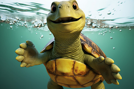 海龟浮在水面上图片