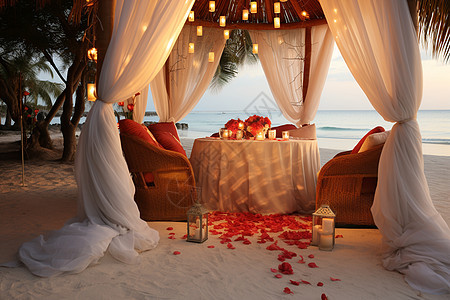 浪漫沙滩晚宴图片