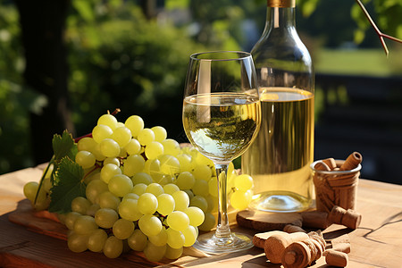 美味水果葡萄和葡萄酒背景