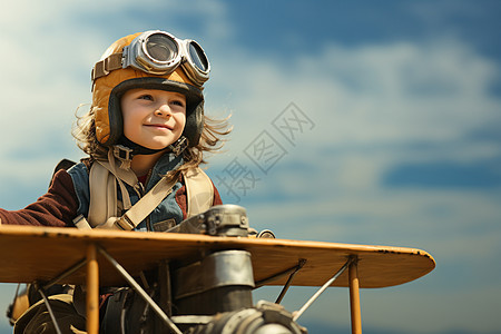 蓝天下的小飞行员背景图片