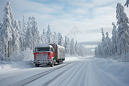 卡车北国之路背景图片