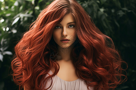 绚丽红发的女子图片