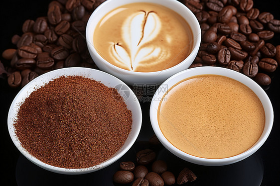 咖啡与咖啡粉结合图片
