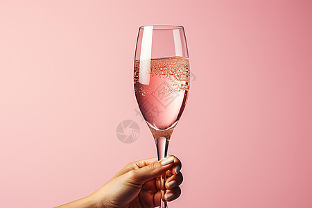 粉色香槟杯的庆祝时刻图片