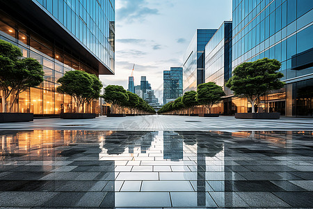 繁华都市的街道和建筑背景