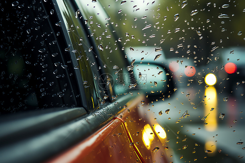 雨天的汽车图片