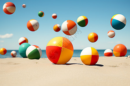 沙滩上的玩具球图片