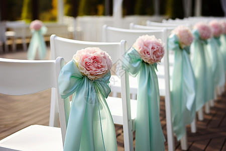 婚礼椅子上的鲜花图片