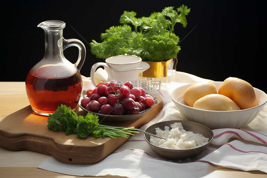 桌子上的食材图片