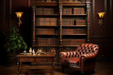 房间内复古的书房装饰图片