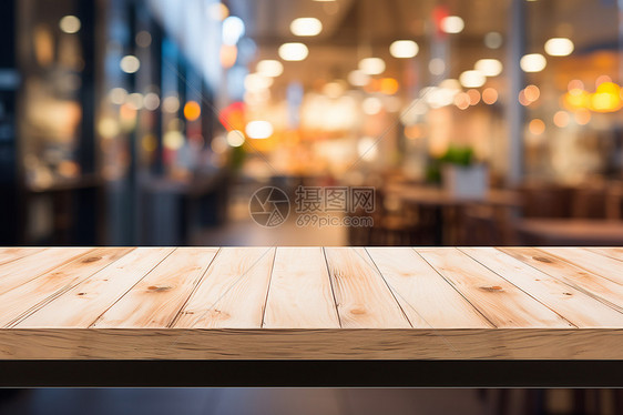 餐厅的木头桌子图片