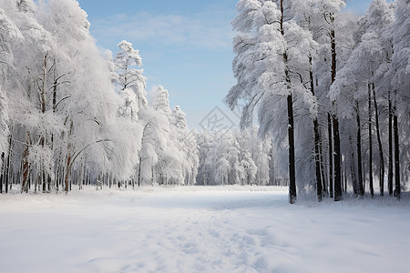 白雪覆盖的森林图片