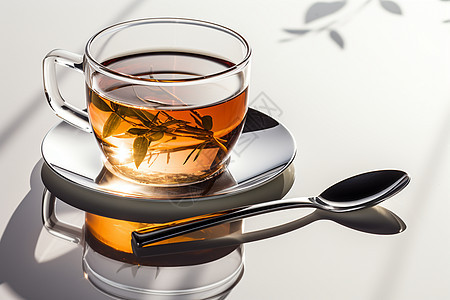 玻璃杯里的茶叶背景图片