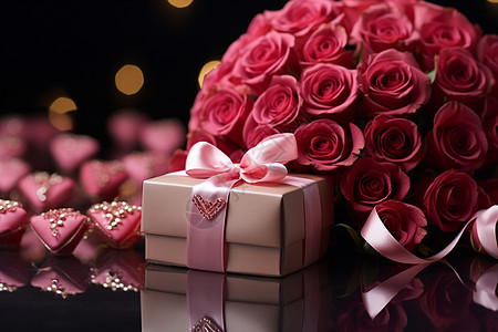 浪漫花束和礼盒图片