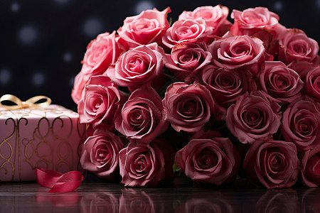 浪漫玫瑰与礼物图片