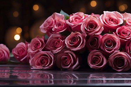 粉色底纹美丽的粉色玫瑰花背景