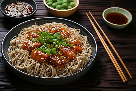 美味的红烧牛肉荞麦面高清图片