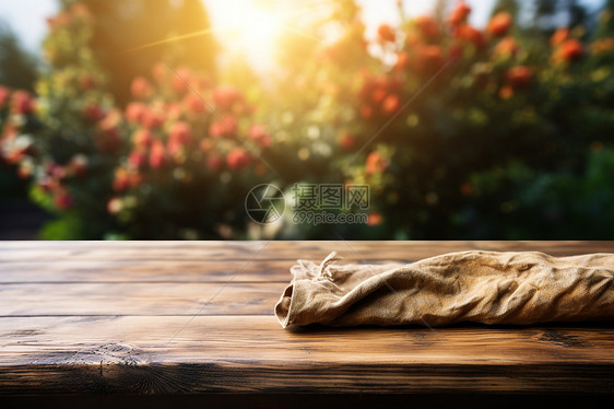 田园风格的木桌背景图片