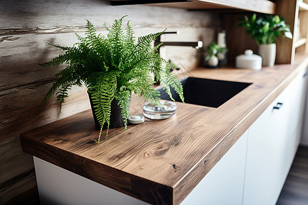 现代风格的厨房木质台面图片
