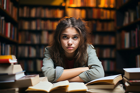 正在学习的女大学生图片