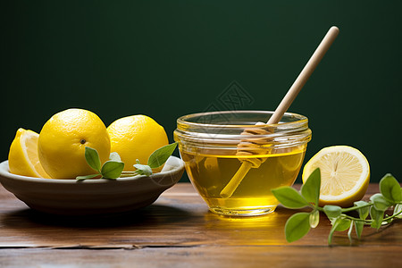 芳香四溢的柠檬蜂蜜背景图片