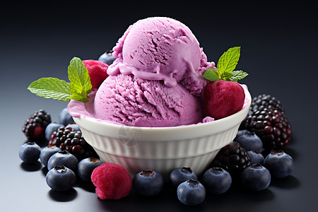 甜蜜诱人的蓝莓冰淇淋图片