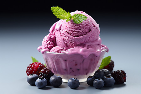 冷饮店的蓝莓冰淇淋背景图片