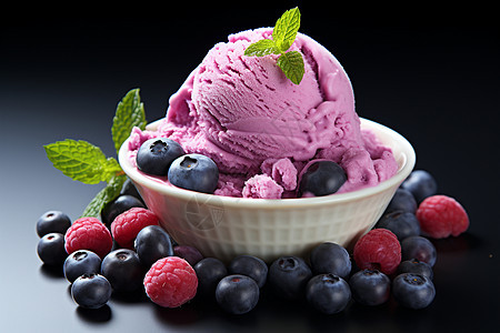 浆果盛宴的蓝莓冰淇淋图片