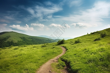 郁郁葱葱的山谷草原景观图片