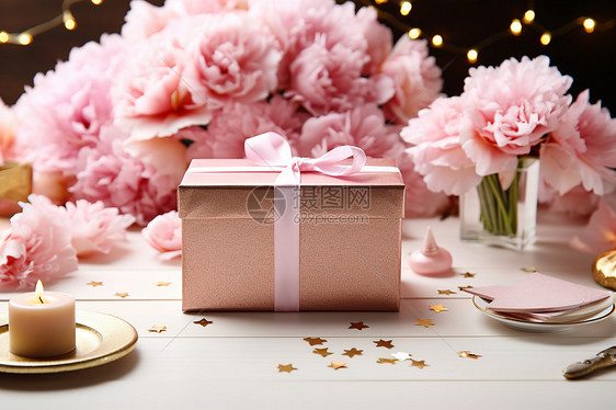 礼盒和鲜花图片