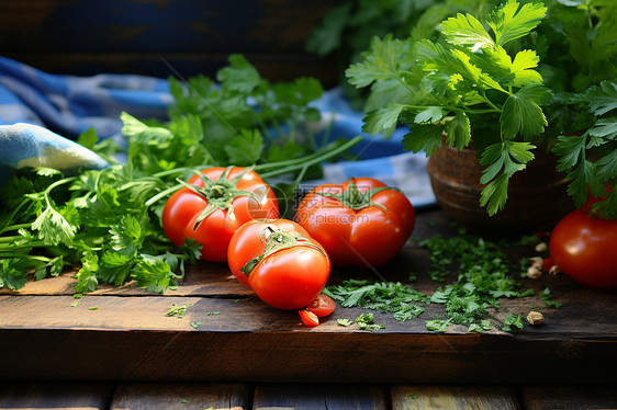 桌上的番茄和蔬菜图片