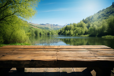 湖边的木板图片