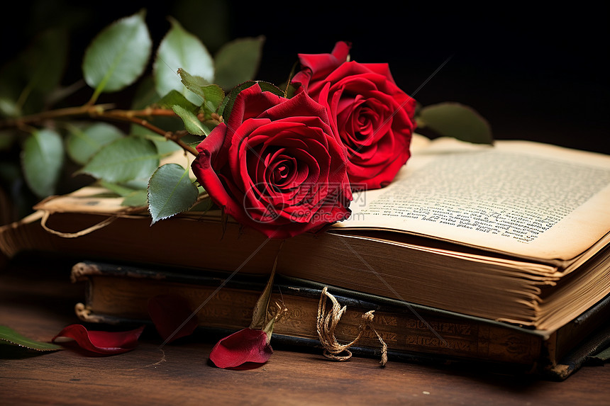 红玫瑰的知识的芬芳图片