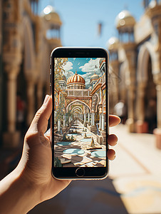 虚拟现实技术的旅游文化背景图片