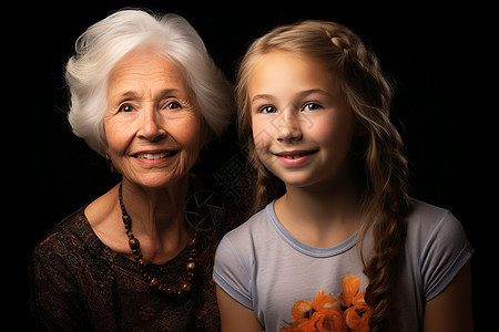女孩和老奶奶背景图片