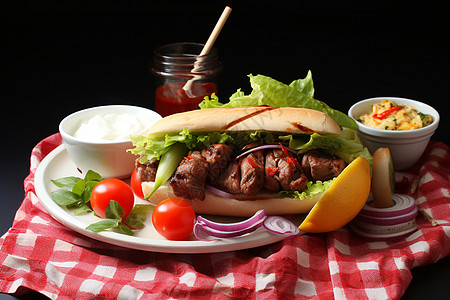 美味的肉串套餐背景图片