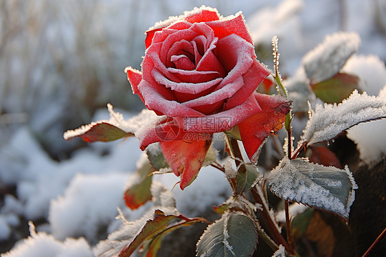 冬日绽放的玫瑰图片