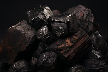 黑暗中的木炭矿堆图片