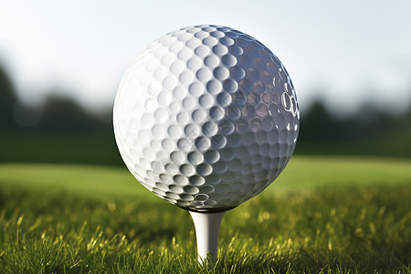 高尔夫球草坪上的一颗球背景图片