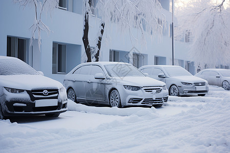 冬日的街道冰雪天气高清图片