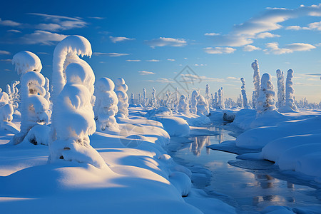 冰雪覆盖的自然风景背景图片