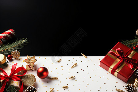 圣诞节的礼物摆放在桌上背景图片